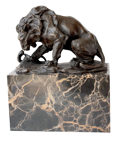 Lion And Snake Bronze Sculpture - Click Image to Close